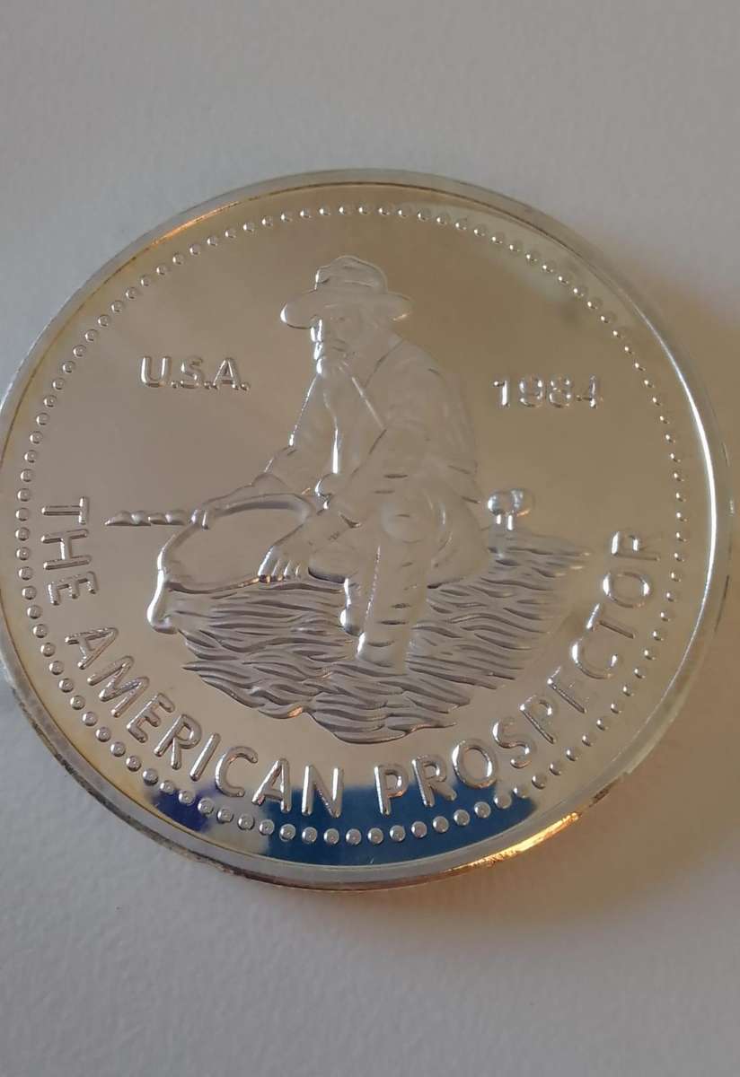 1984 ENGELHARD USA  1 TROY OUNCE FINE SILVER: THE AMERICAN PROSPECTOR