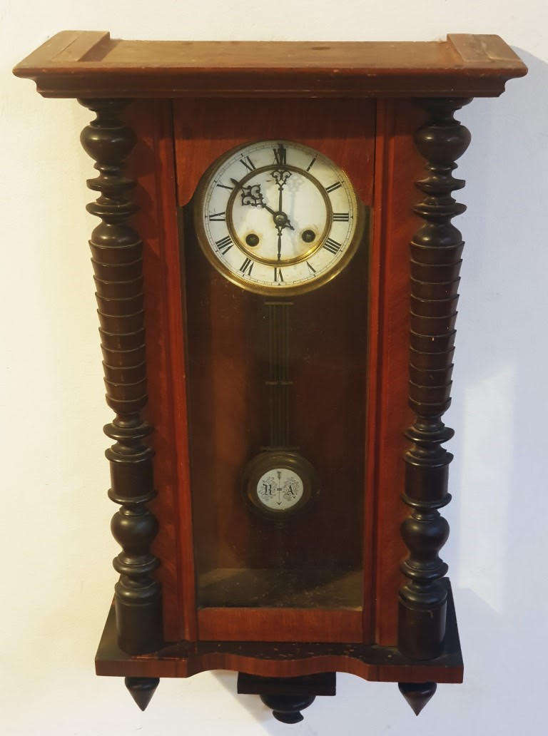 A stunning Late 19th - Early 20th German Century Walnut and Veneer Cased Wall clock
