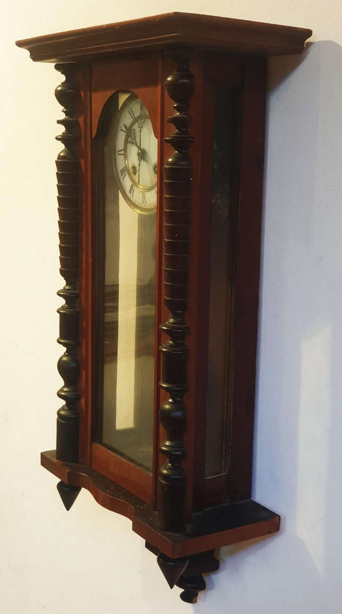 A stunning Late 19th - Early 20th German Century Walnut and Veneer Cased Wall clock