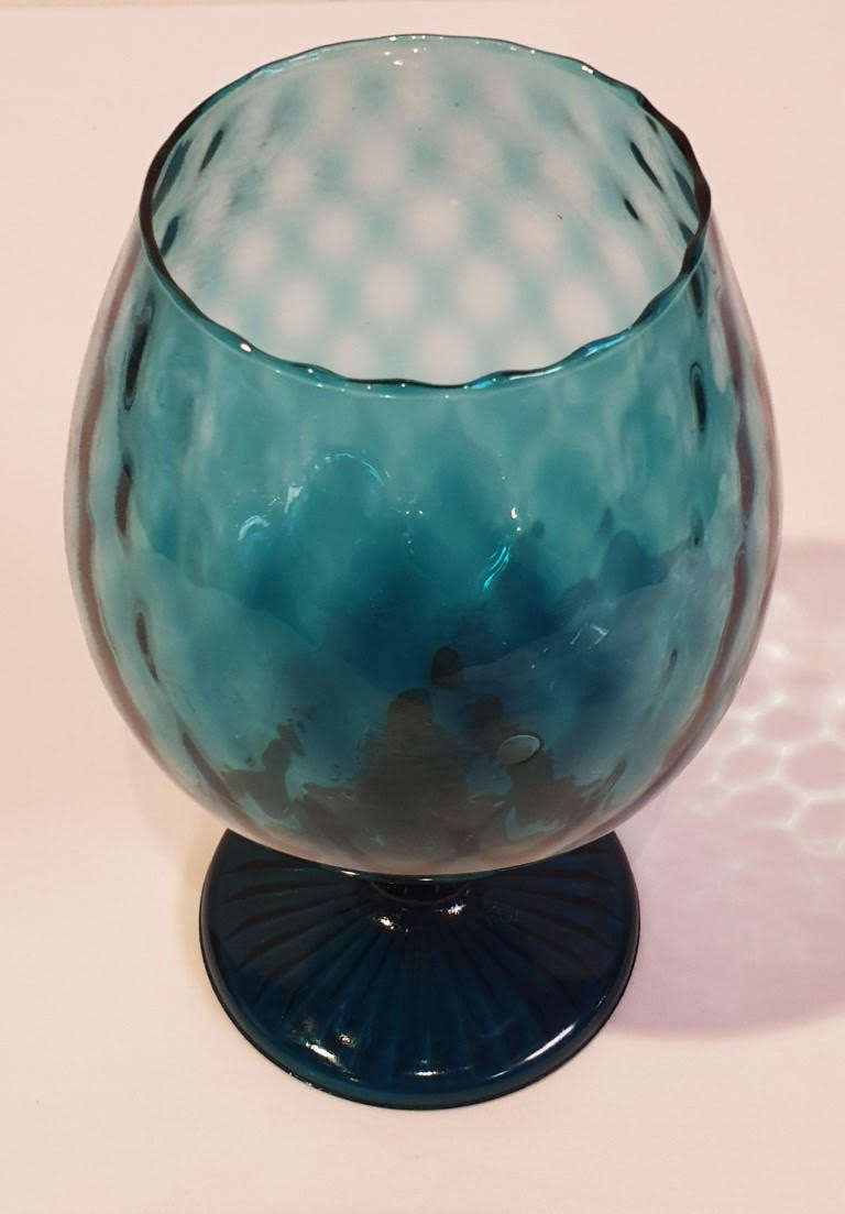 Stunning Italian Turquoise glass footed Goblet Vase