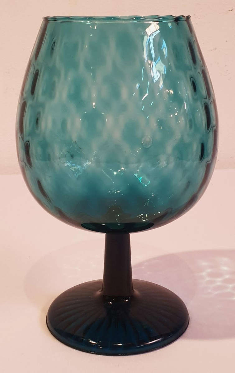 Stunning Italian Turquoise glass footed Goblet Vase