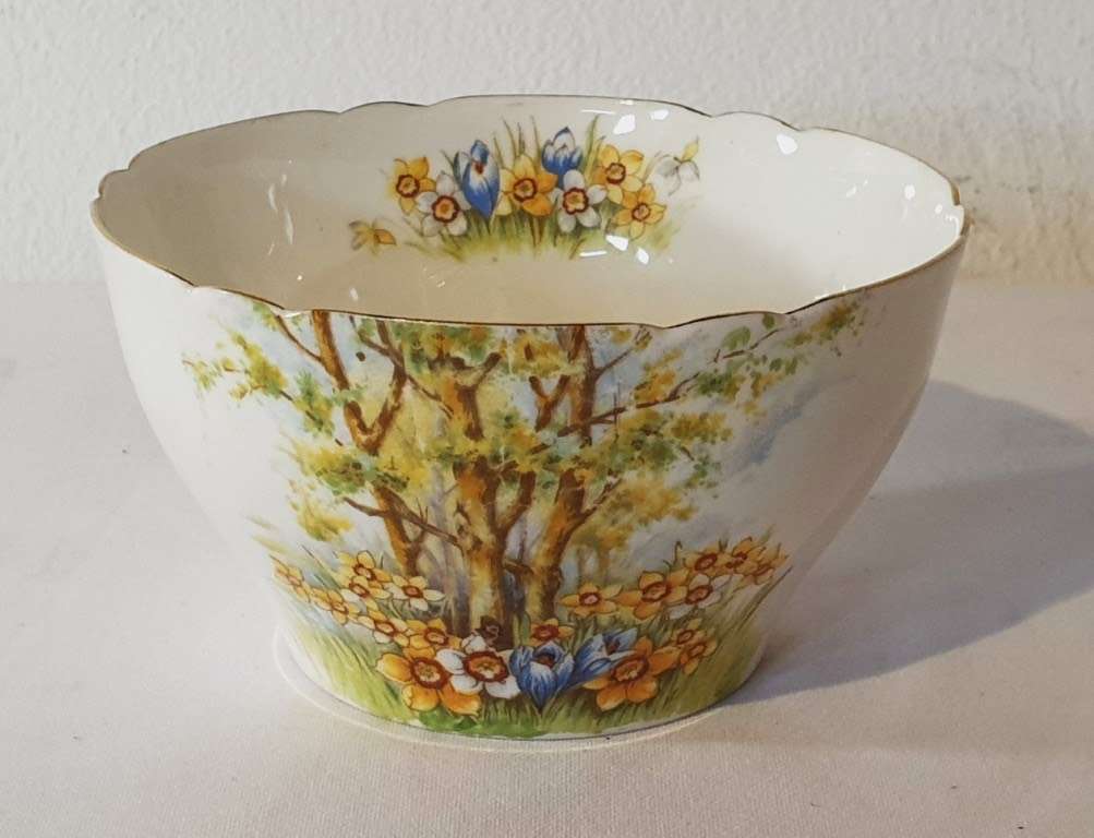 Shelley porcelain Daffodil pattern sugar bowl circa 1940-1966
