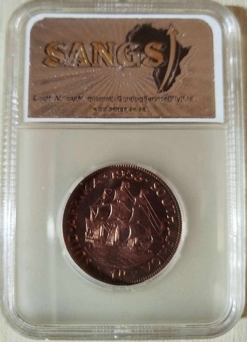 SA 1953 1 PENNY SANGS GRADED PROOF 64 RD