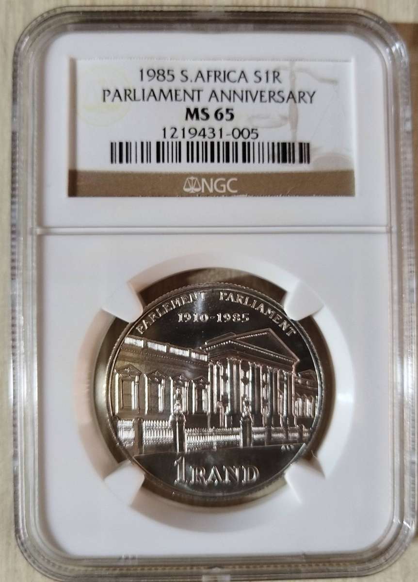 SA 1985 PARLIAMENT ANNIVERSARY SILVER R1 NGC GRADED MS 65