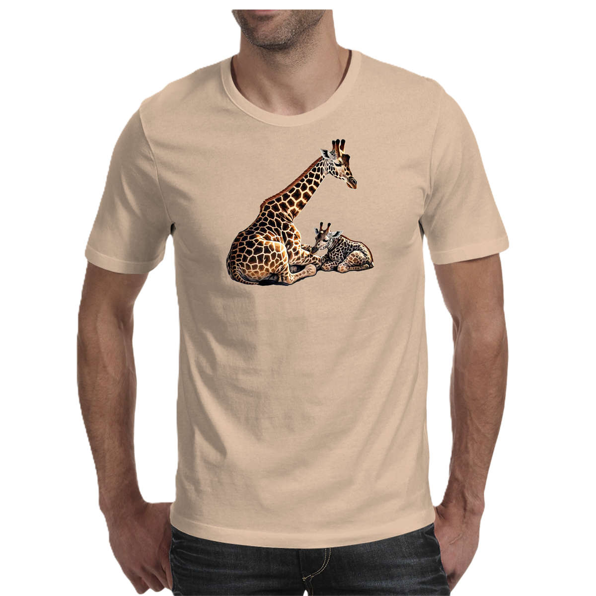 Wildlife print- GIRAFFE  men's T-shirt 100% cotton