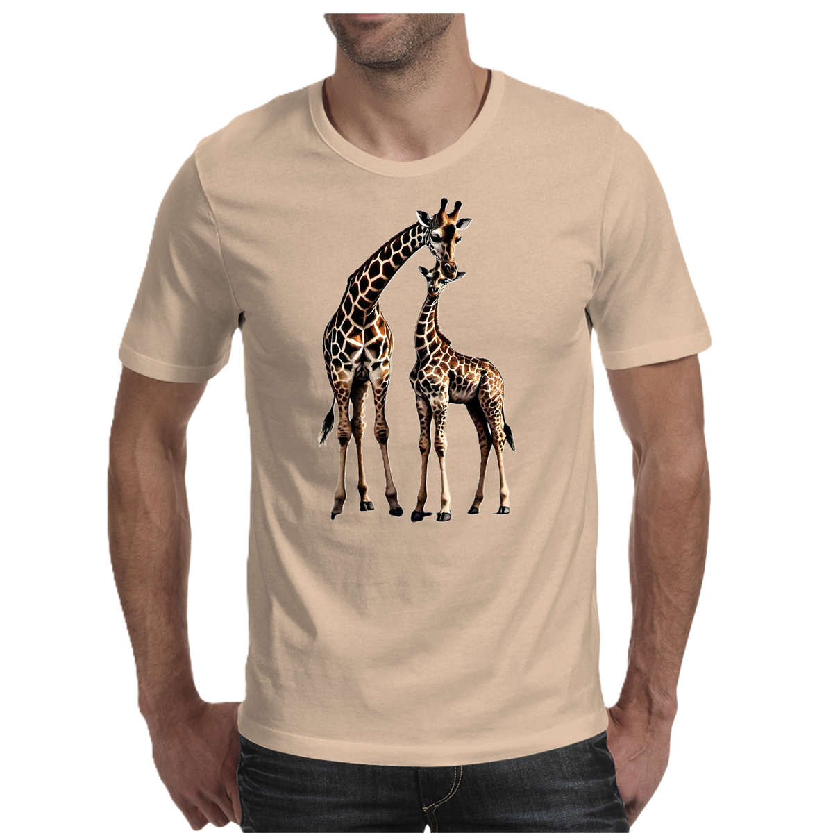 Wildlife print- GIRAFFE  men's T-shirt 100% cotton