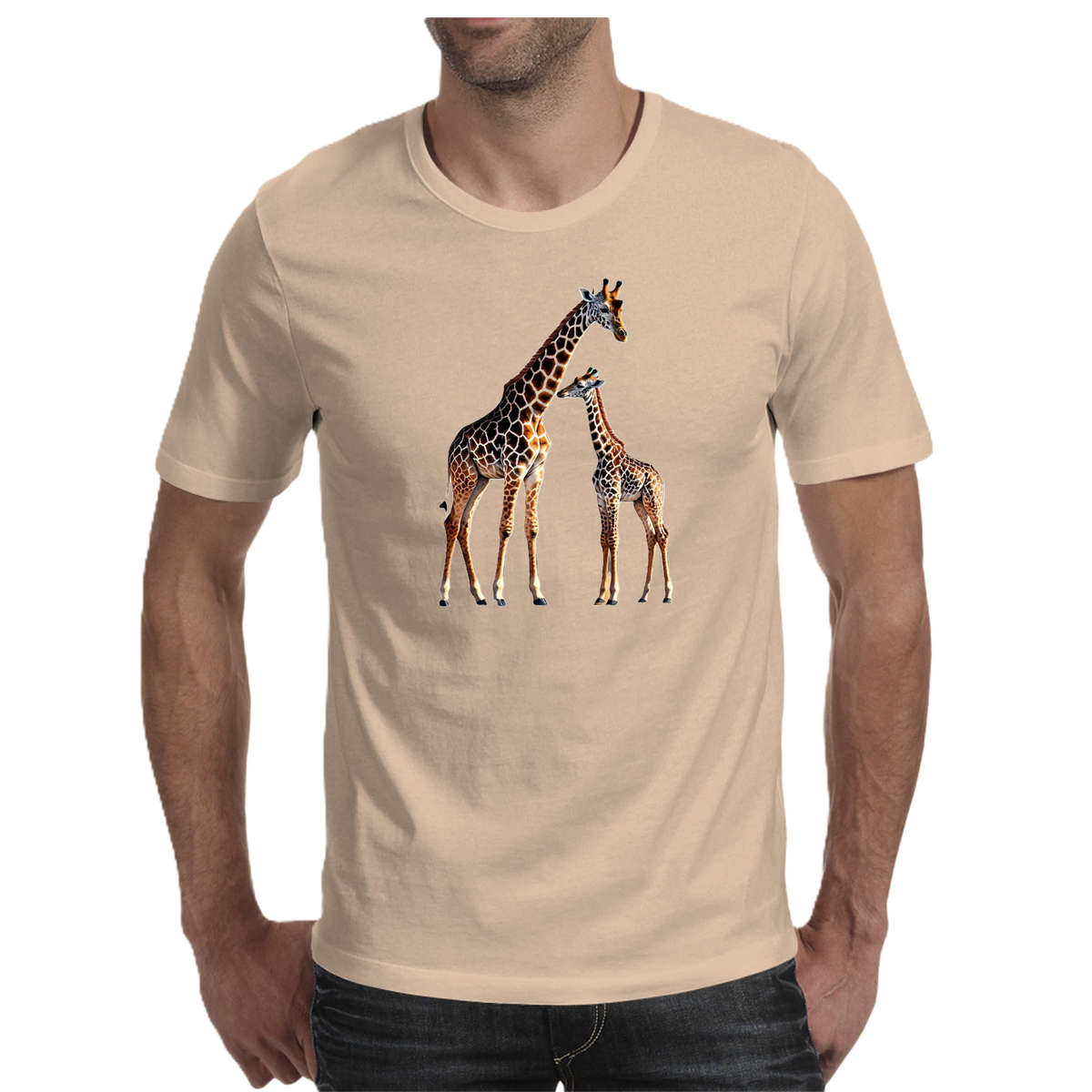 Wildlife print- GIRAFFE  men's T-shirt 100% cotton
