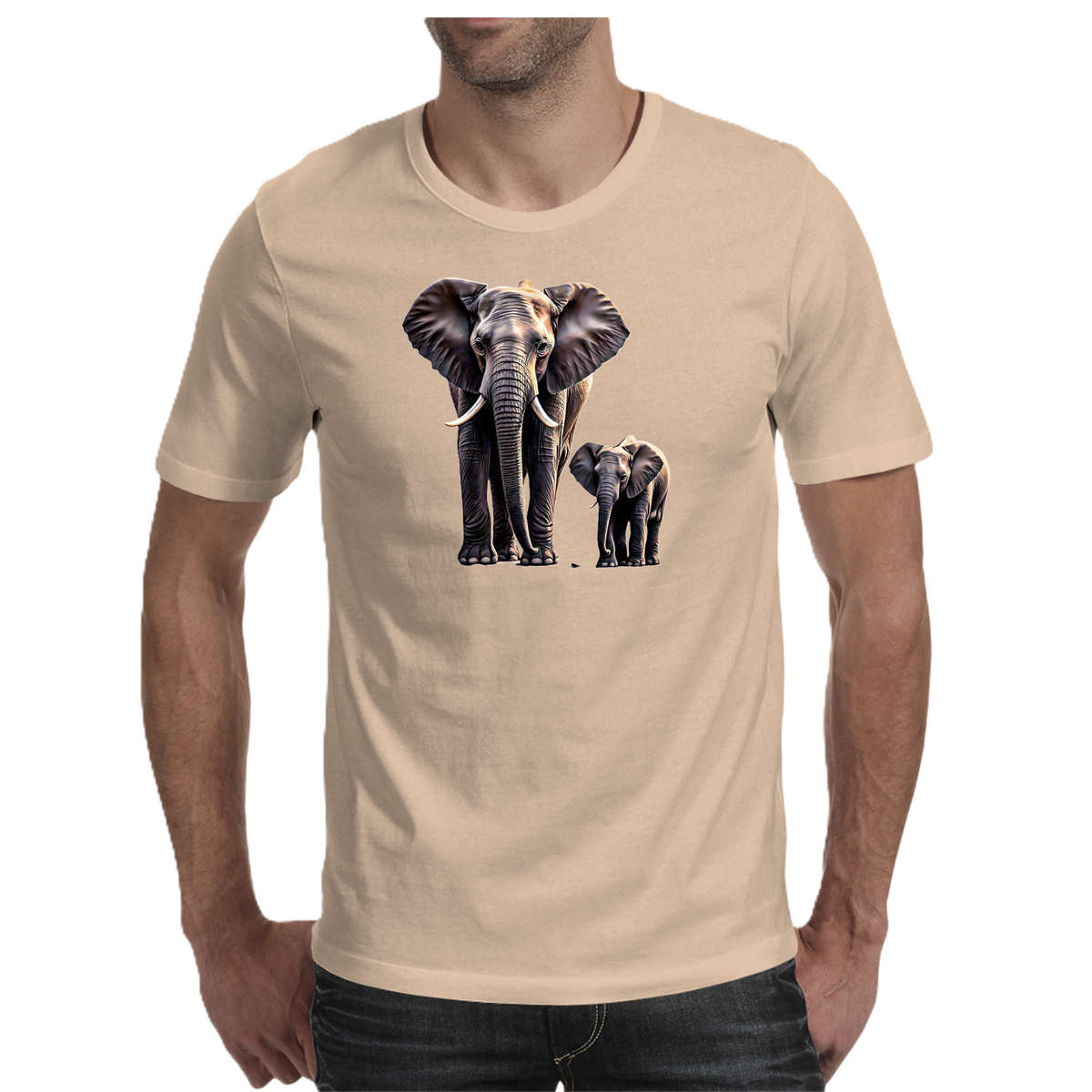 Wildlife print- ELEPHANT  men's T-shirt 100% cotton