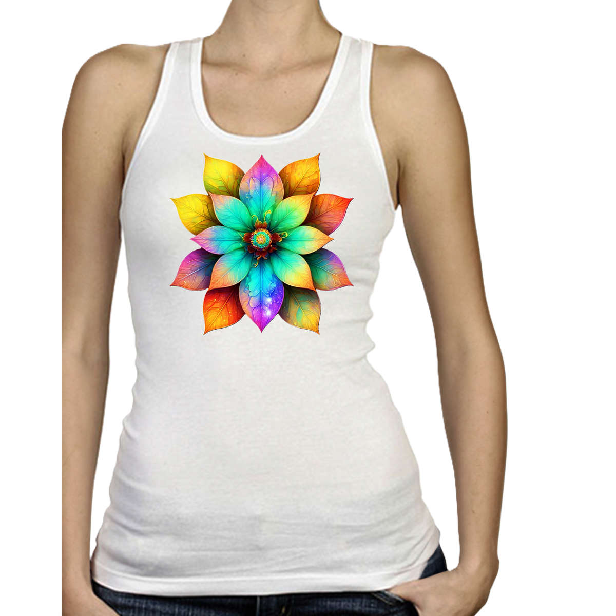 Ladies Vest - FLOWER POWER - sizes XS - 4XL