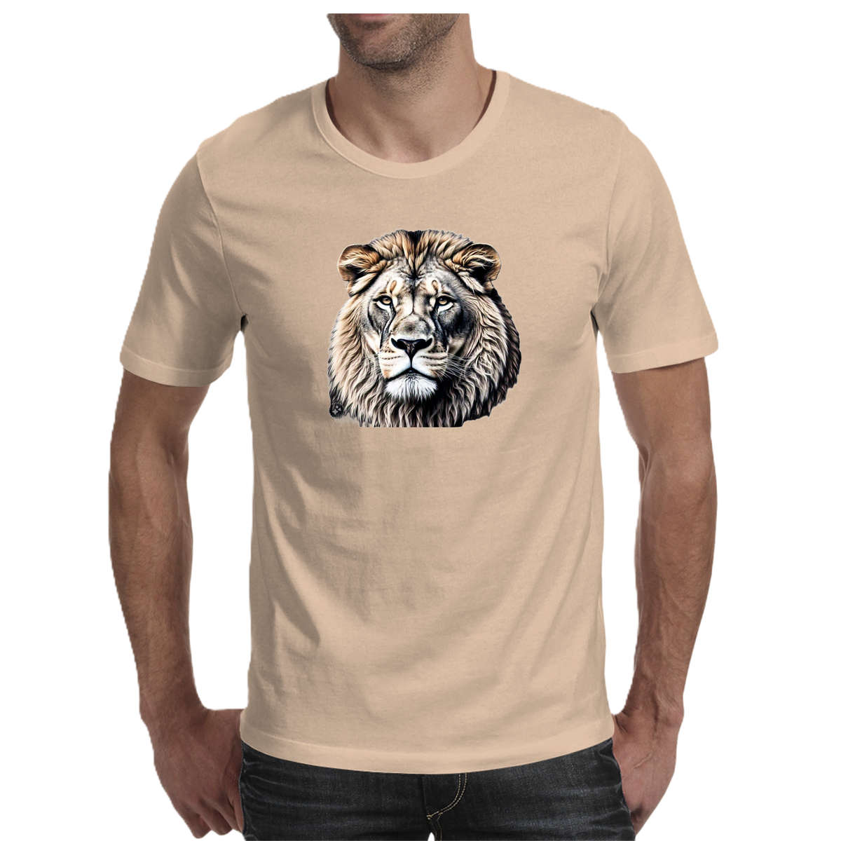 Wildlife print- LION men's T-shirt 100% cotton