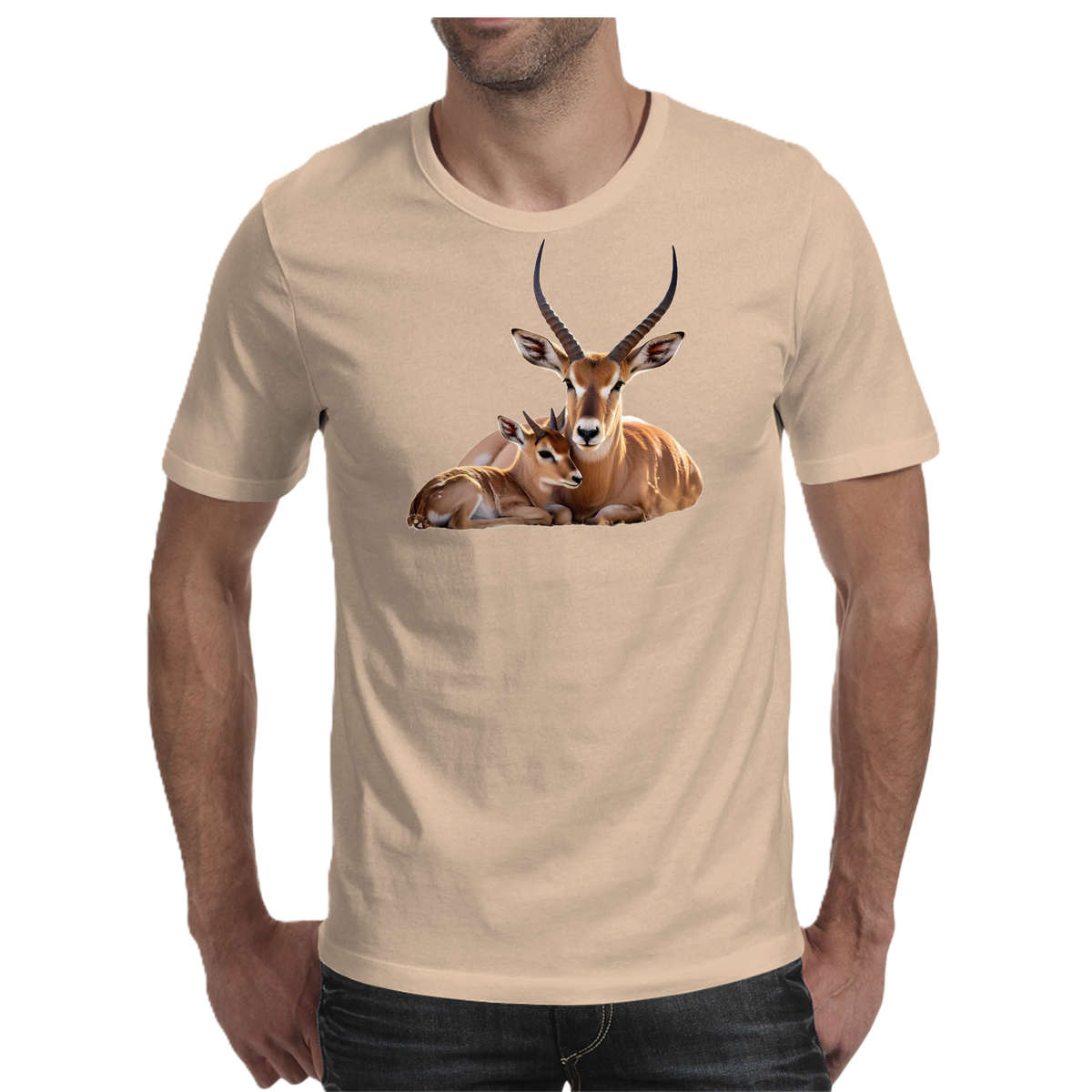 Wildlife print- SPRINGBUCK SPRINGBOK men's T-shirt 100% cotton