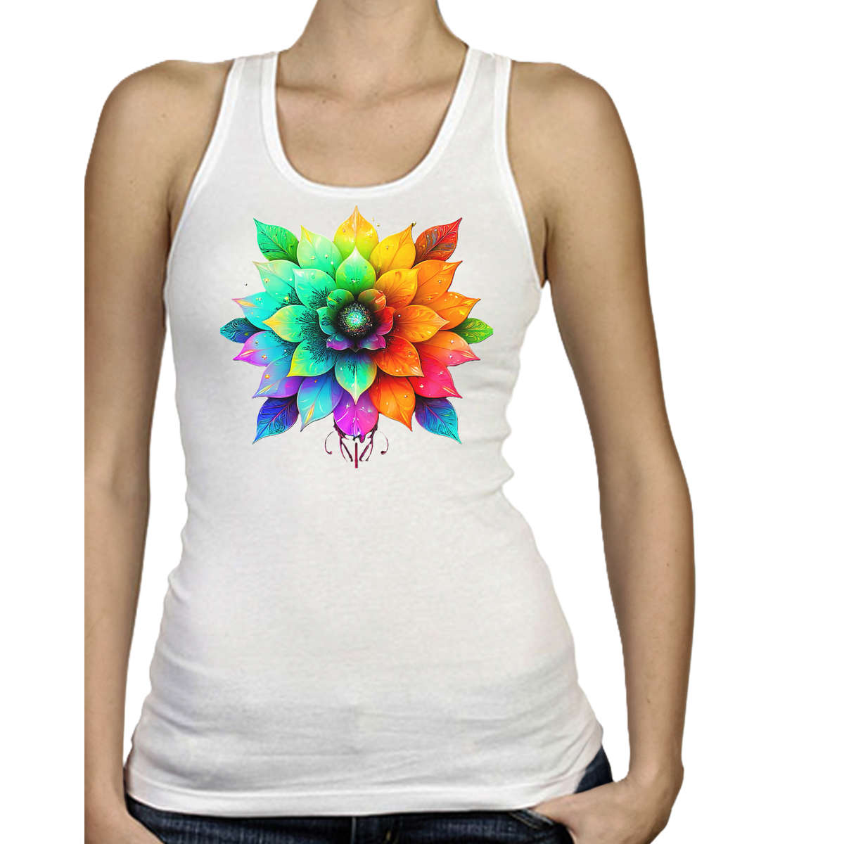 Ladies Vest - FLOWER POWER - sizes XS - 4XL