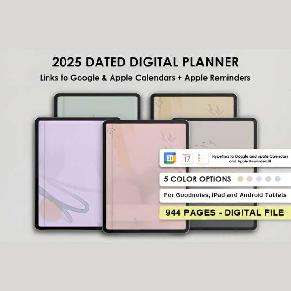 2025 Digital Planner For Goodnotes, Ipad and Android Tablets - 944 Pages - Digital File - Pink
