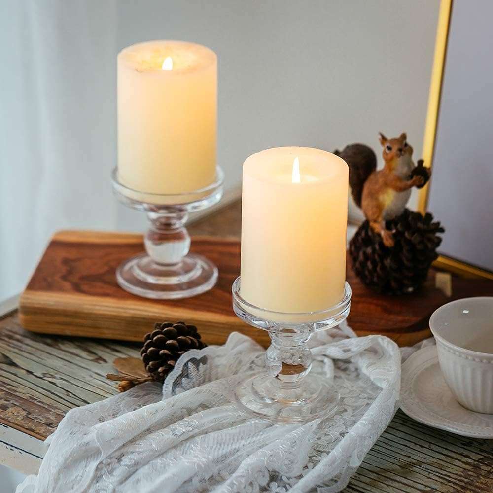 Clear Footed Glass Candlestick Holder