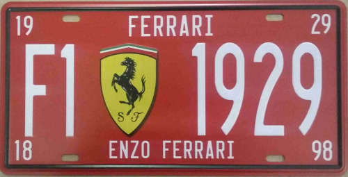 Ferrari Enzo Metal License Plate
