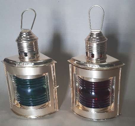 Lanterns. Nautical port and starboard lanterns solid brass. Sold as a pair