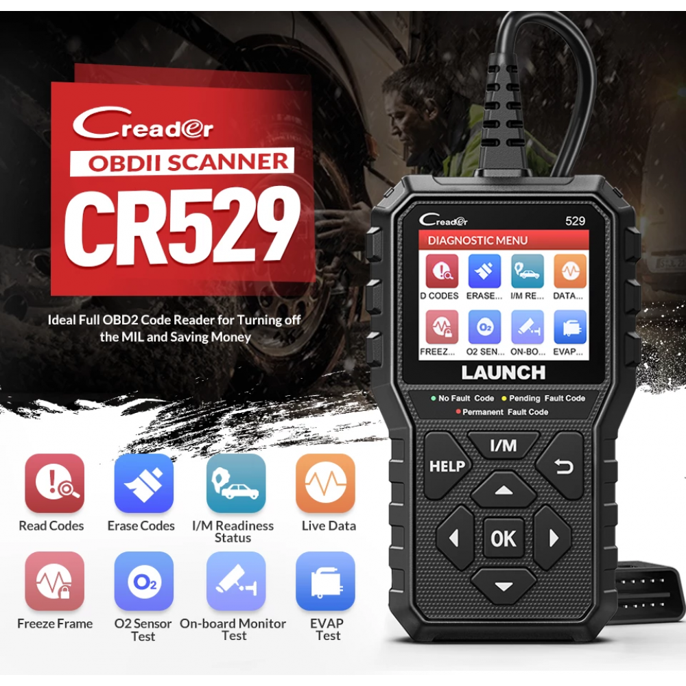 Launch Creader CR529 OBDII Diagnostic Code Reader Scanner