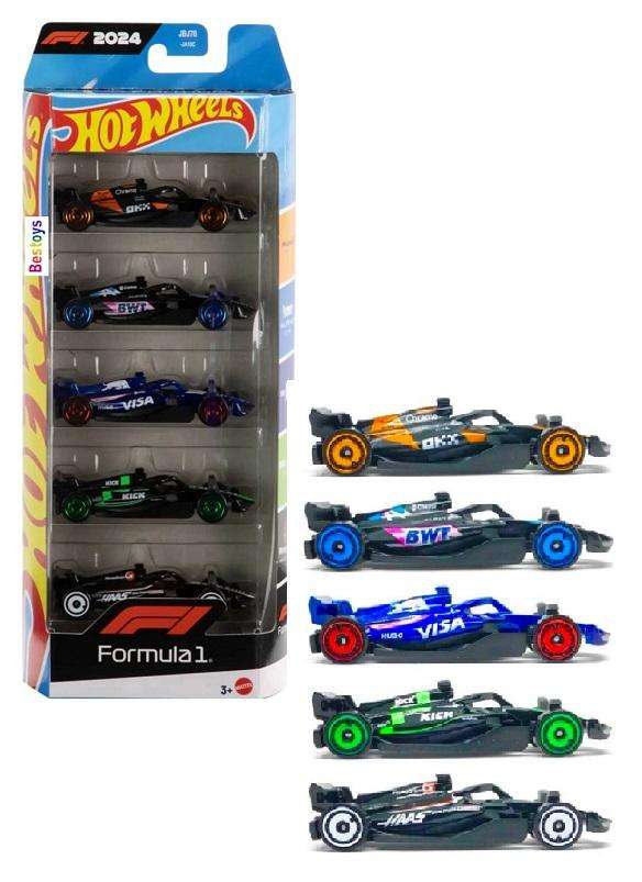 Hot Wheels 5 pk F 1 F1 Formula 1 McLaren Alpine Visa Red Bull Kick Haas