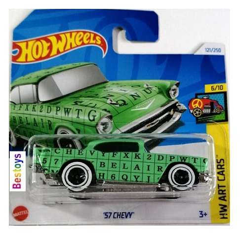 Hotwheels Hot Wheels Diecast Model Car 2024 121/250 Chevy Chevrolet 1957 Art Cars 1/64 scale