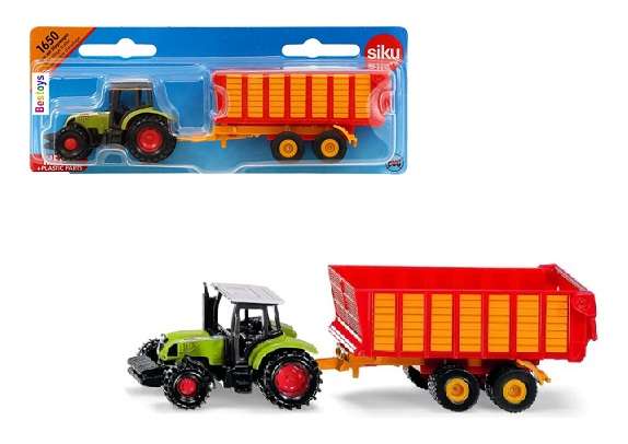 SIKU Diecast Model 1650 Class 597 ATX Tractor + Silage Trailer