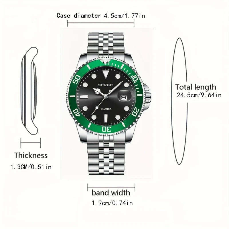 SDA Quartz Watch Calendar Watch Men's Waterproof High-End (Rolex Homage)