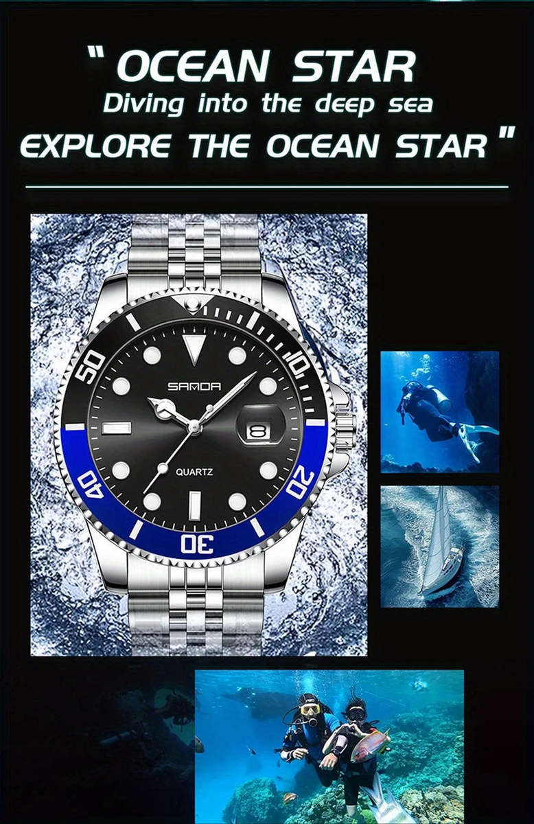 SDA Quartz Watch Calendar Watch Men's Waterproof High-End (Rolex Homage)