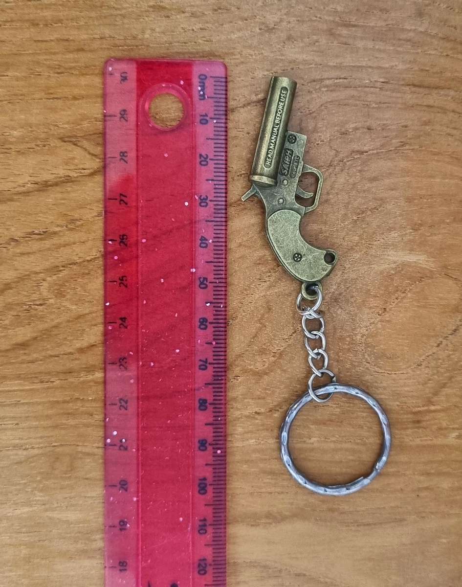 Small Brass Revolver Keychain