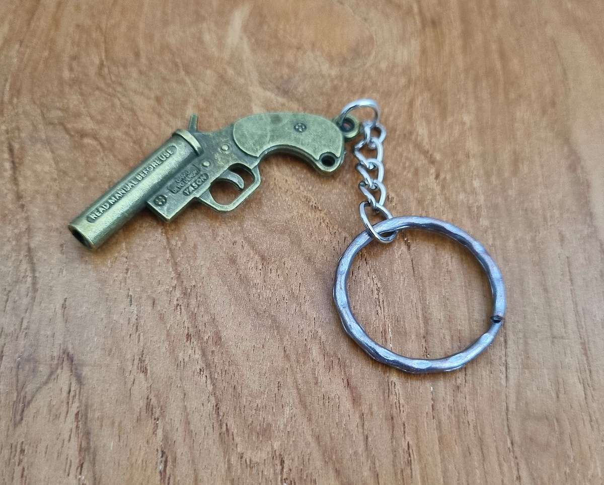 Small Brass Revolver Keychain