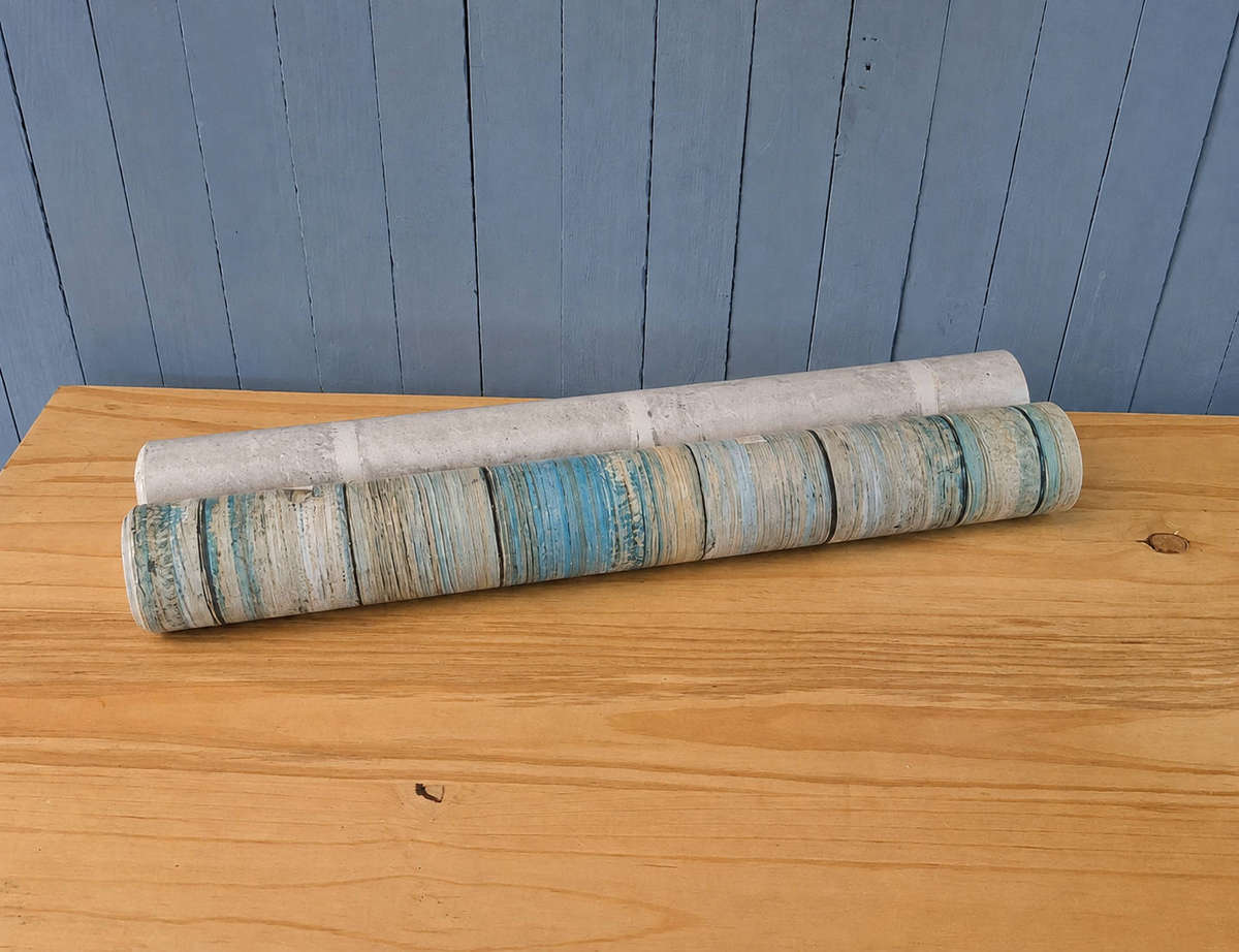 Two rolls of stick-on pvc wallpaper (unused)