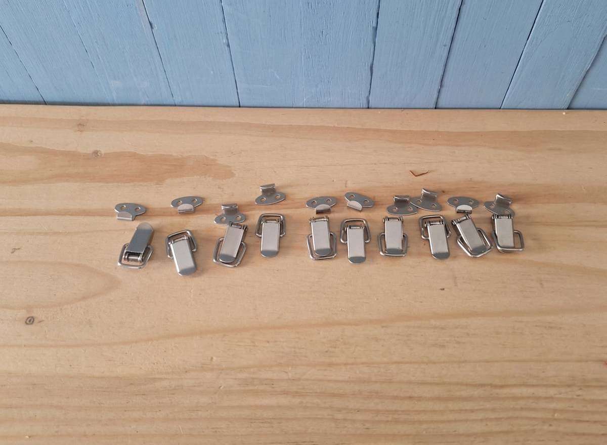 10 Small stainless steel toggle latches (unused)