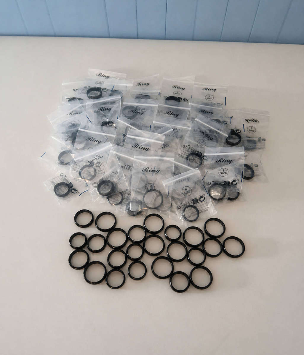 85 Black  Steel Mood Rings (unused)