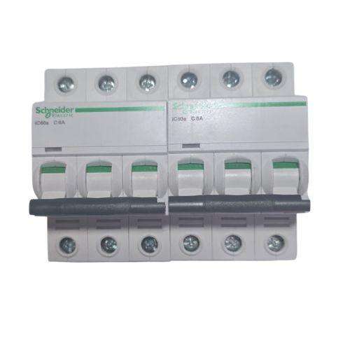 2 x Schneider 3-Pole Circuit Breakers  iC60a C6A | 6A | DIN Rail Mount - Brand New