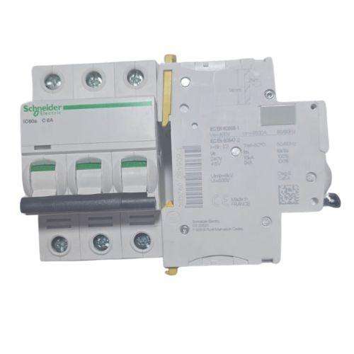 2 x Schneider 3-Pole Circuit Breakers  iC60a C6A | 6A | DIN Rail Mount - Brand New