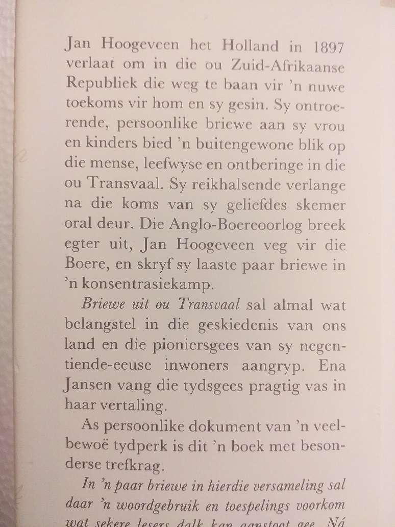 Briewe uit ou Transvaal (Jan Hoogeveen)