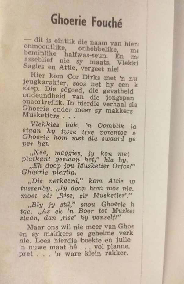 Ghoerie die musketier (Cor Dirks) *** LEESKOPIE ***