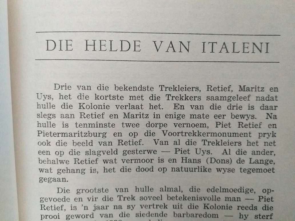 Die helde van Italeni (Jonker Pretorius)  Piet Uys Voortrekker geskiedenis