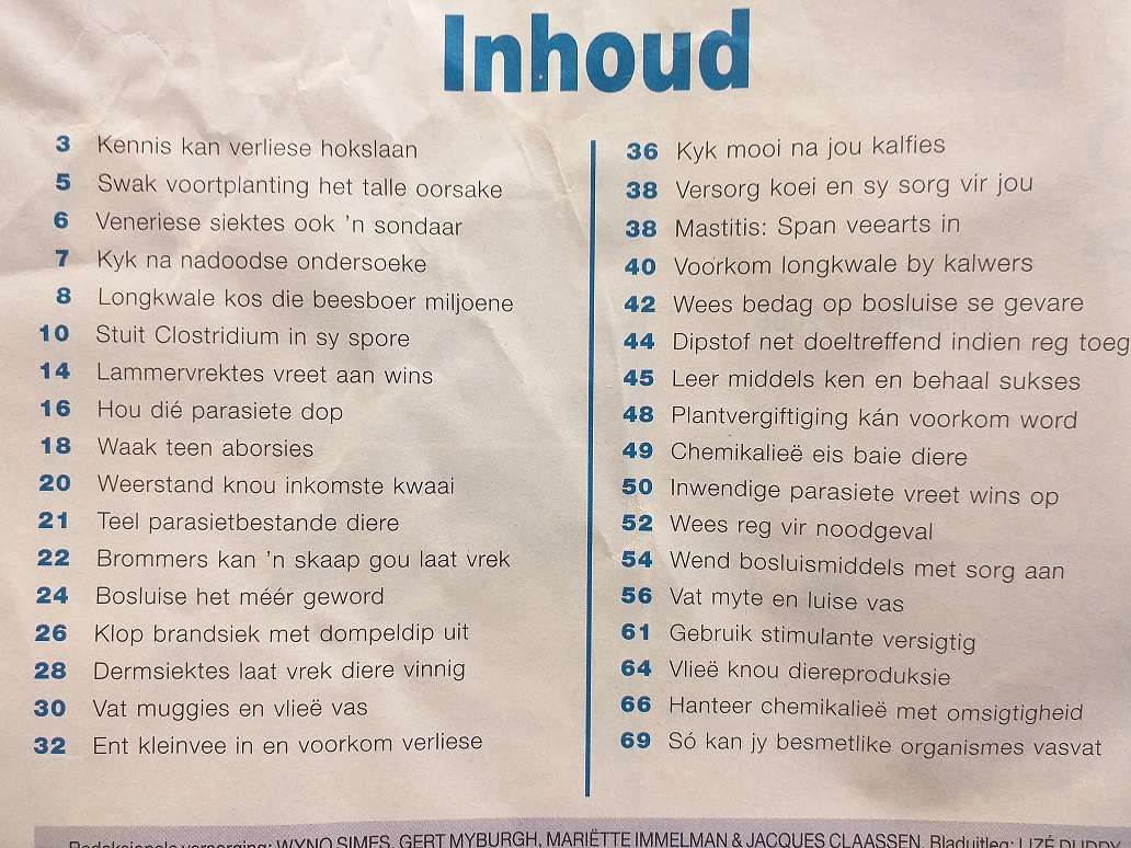 Landbou Weekblad bylaag oor Veesiektes (18 Febr 2005)