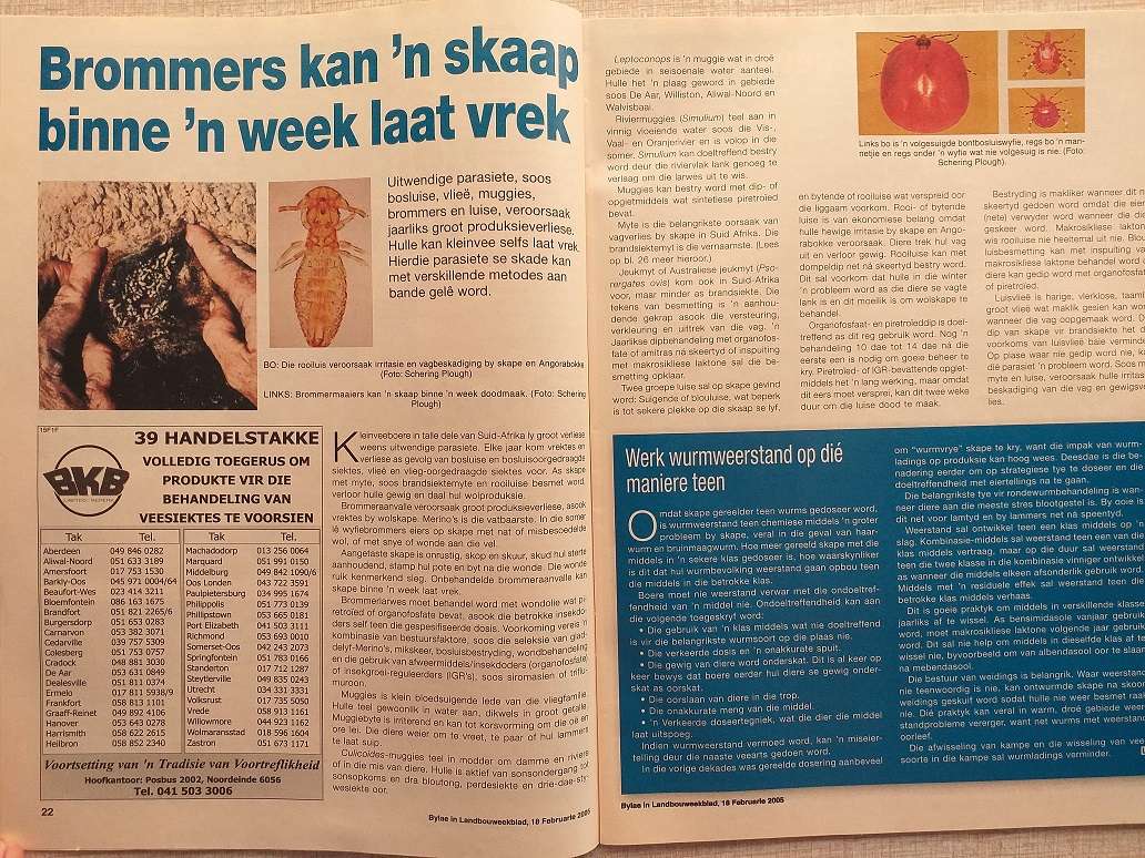 Landbou Weekblad bylaag oor Veesiektes (18 Febr 2005)