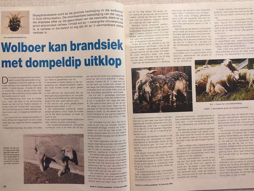 Landbou Weekblad bylaag oor Veesiektes (18 Febr 2005)
