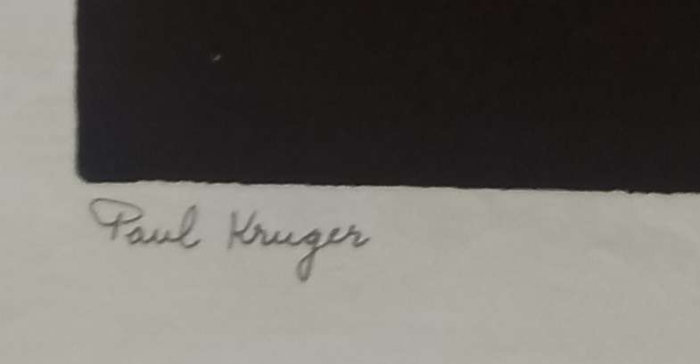 Linosniee afdruk van President Paul Kruger ZAR deur Jacob Hendrik Pierneef