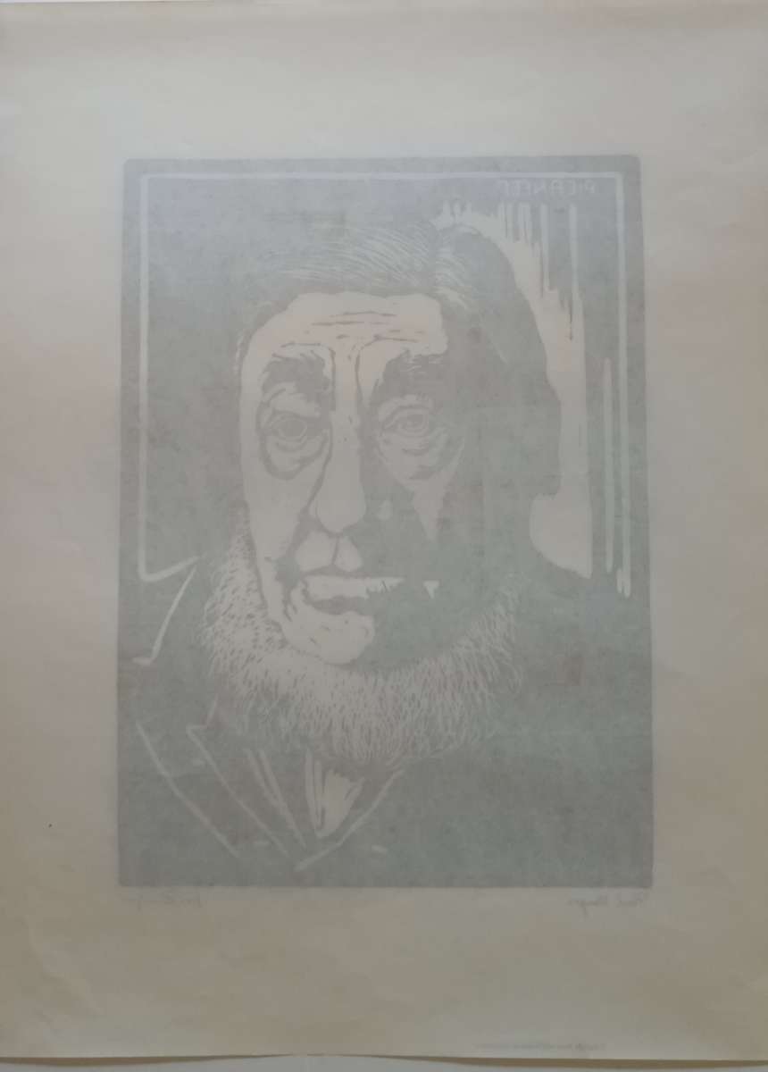 Linosniee afdruk van President Paul Kruger ZAR deur Jacob Hendrik Pierneef