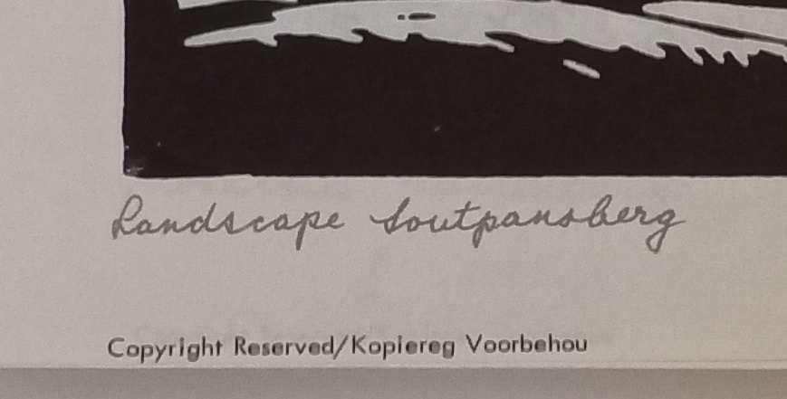 Linosniee afdruk van Landskap Soutpansberg deur Jacob Hendrik Pierneef