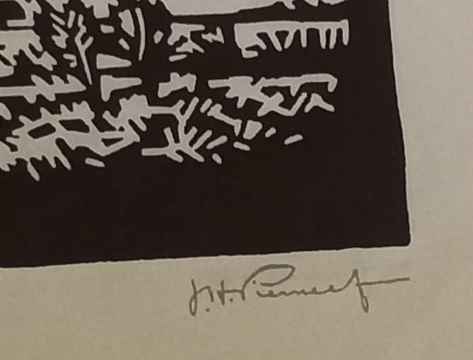 Linosniee afdruk van Landskap Soutpansberg deur Jacob Hendrik Pierneef