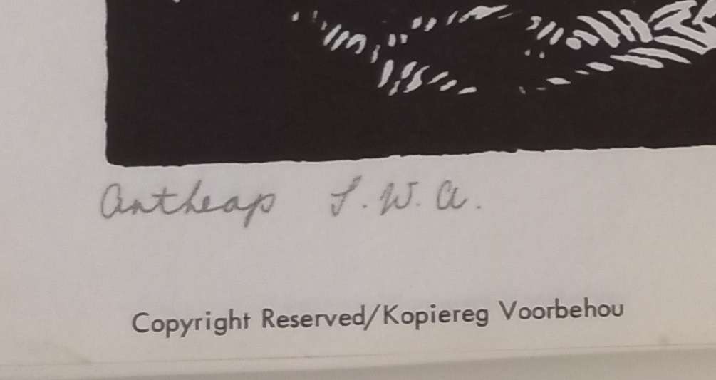 Linosniee afdruk van Miershoop SWA deur Jacob Hendrik Pierneef