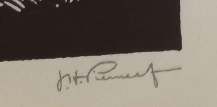 Linosniee afdruk van Miershoop SWA deur Jacob Hendrik Pierneef