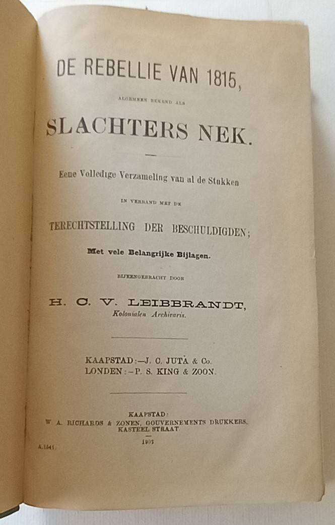 Slachtersnek 1815 door HCV Leibbrandt (1902)