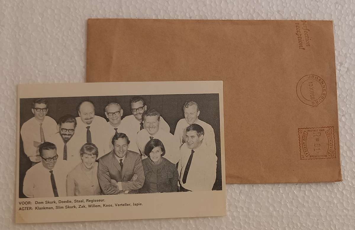 Staal Burger - groete poskaart met akteurlys, ens