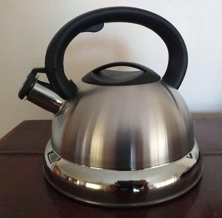Brand new stovetop stainless steel kettle (for example for gas plate) in box