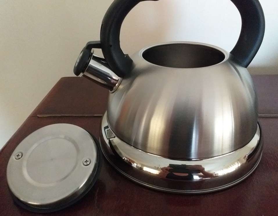 Brand new stovetop stainless steel kettle (for example for gas plate) in box