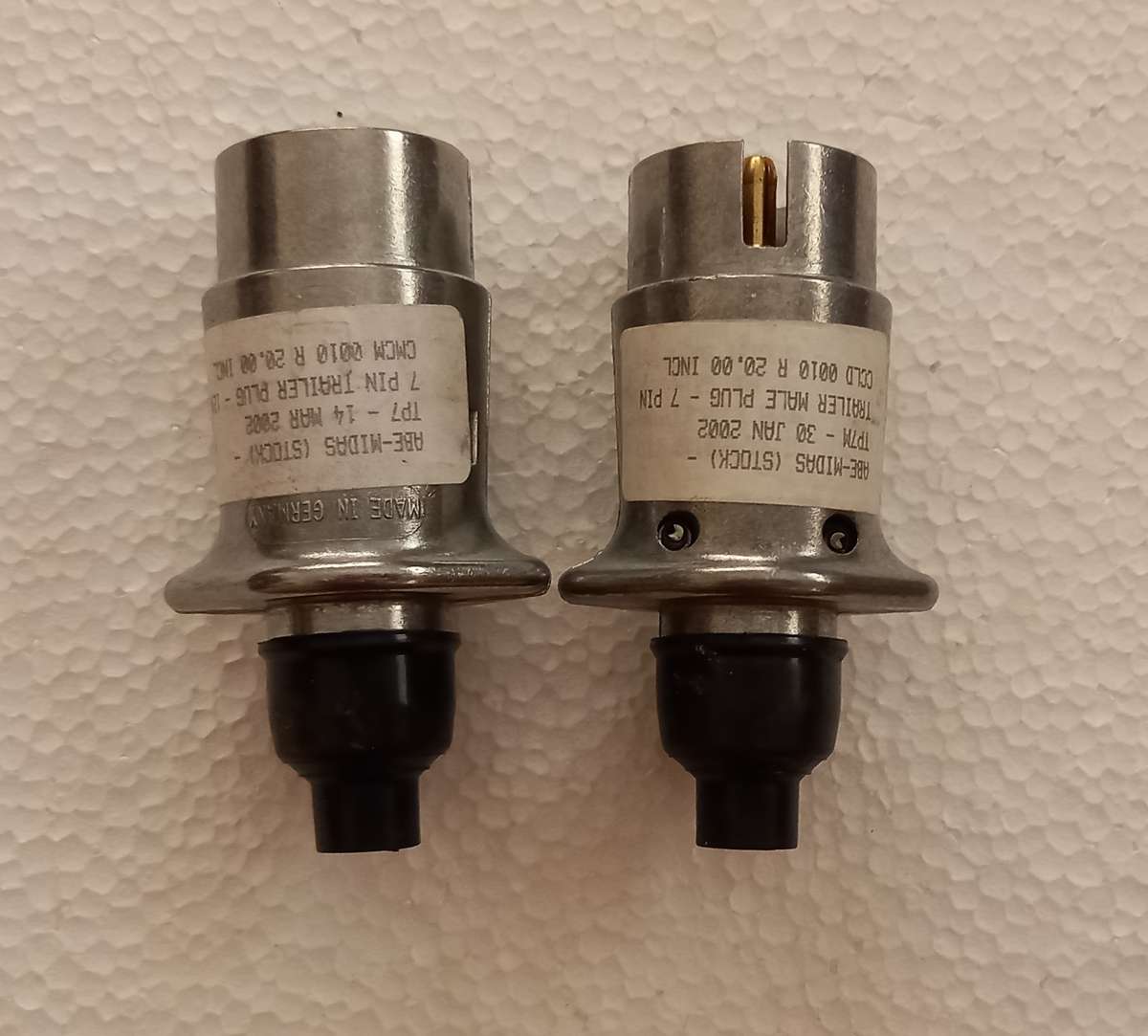 Two trailer male plug 7 pin adapters NEW OLD STOCK Cast aluminium body
